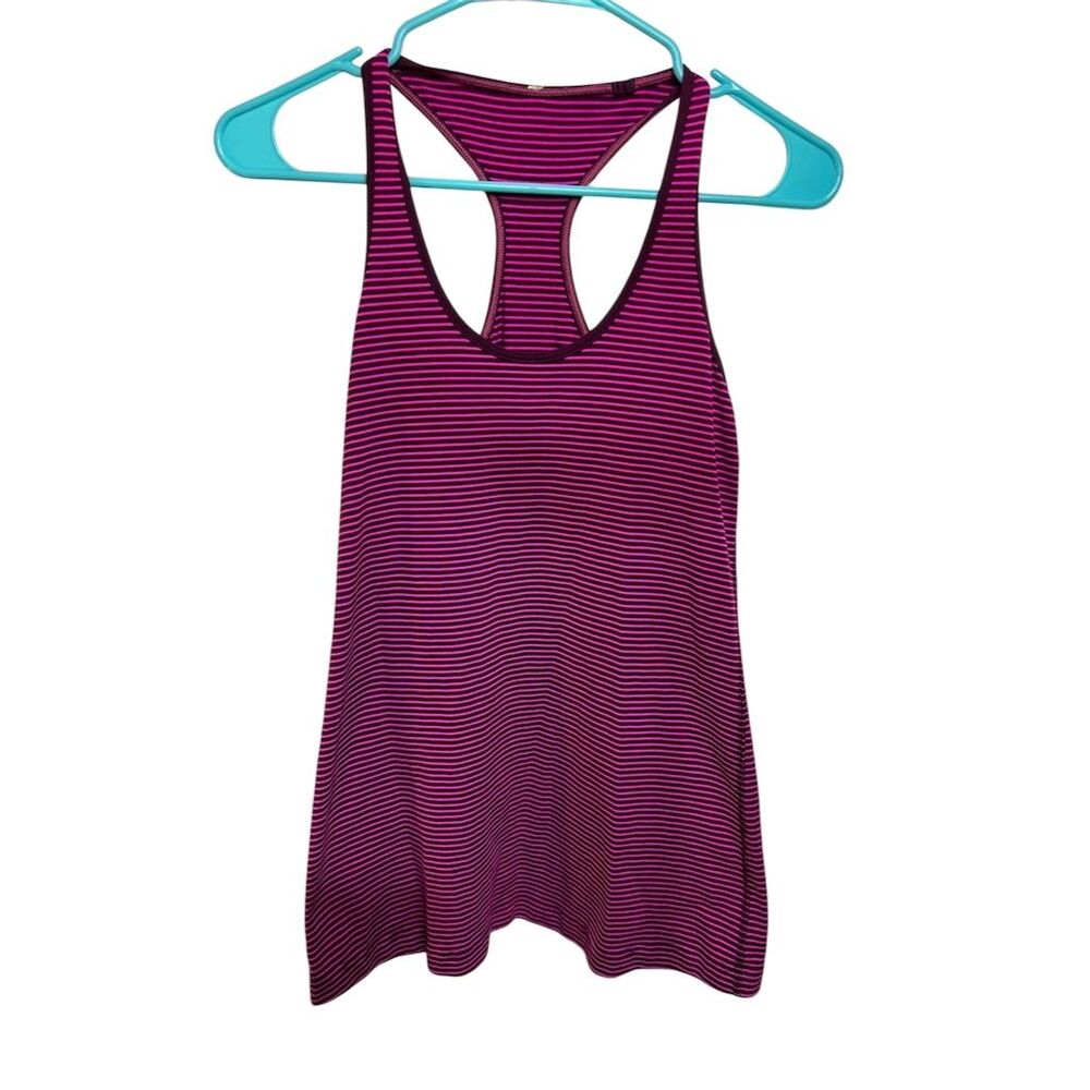 Lululemon Women's Pink Striped Racerback Tank Top Size M Casual Summer